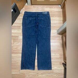 VTG RocaWear Baggy Wide Leg Embroidered Denim Jeans Sz 42x34 Hip Hop Y2K Grunge